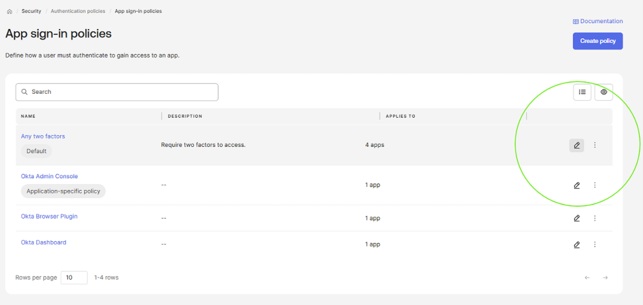 sign-in policies